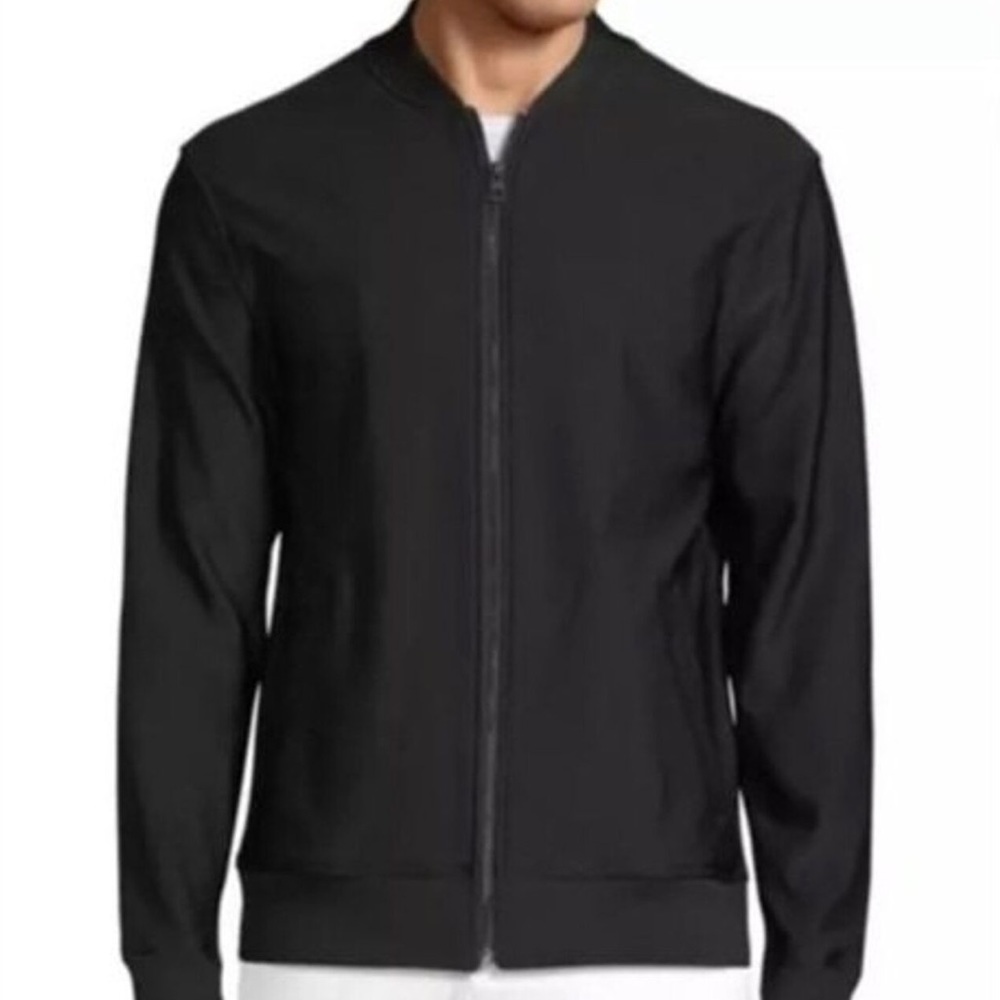 Black Bomber Jacket BERNARDO Zip Up Lightweight Sweatshirt Mens Size Small